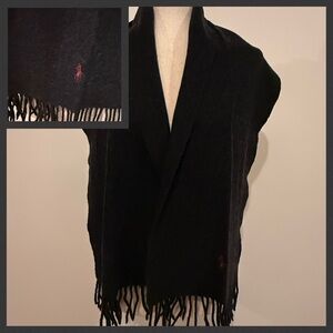 POLO by RALPH LAUREN Lambswool Fringe Scarf in Dark Gray
